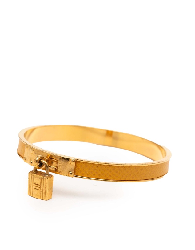 Pre-Loved by Azura Reborn - Pre-Loved Gold Plated Epsom Kelly Cadena Lock Bangle Bracelet