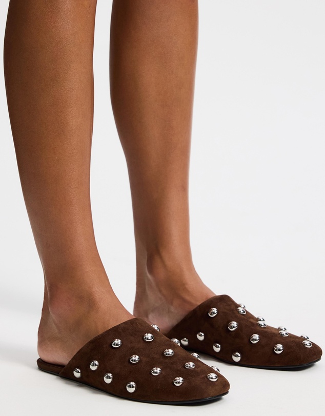 AERE - Lola Suede Stud Flats
