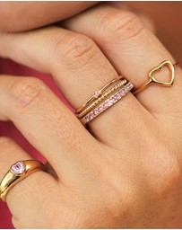 Elli Jewelry - Ring Pinky Crystal Heart Valentine 925 Sterling Silver Gold-Plated