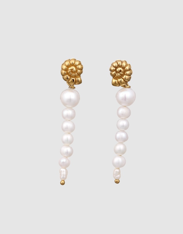 Haze & Glory - ICONIC EXCLUSIVE - Coney Snail Pearl Stud Earrings - Gold