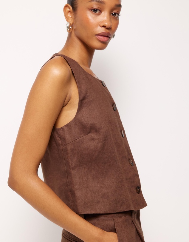 AERE - Linen Button Through Tank