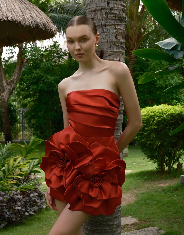 JUSTIN TONG - Crimson Bloom Dress