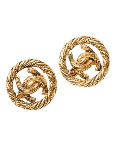 Pre-Loved by Azura Reborn - Pre-Loved CC Gold Plated Round Clip on Earrings