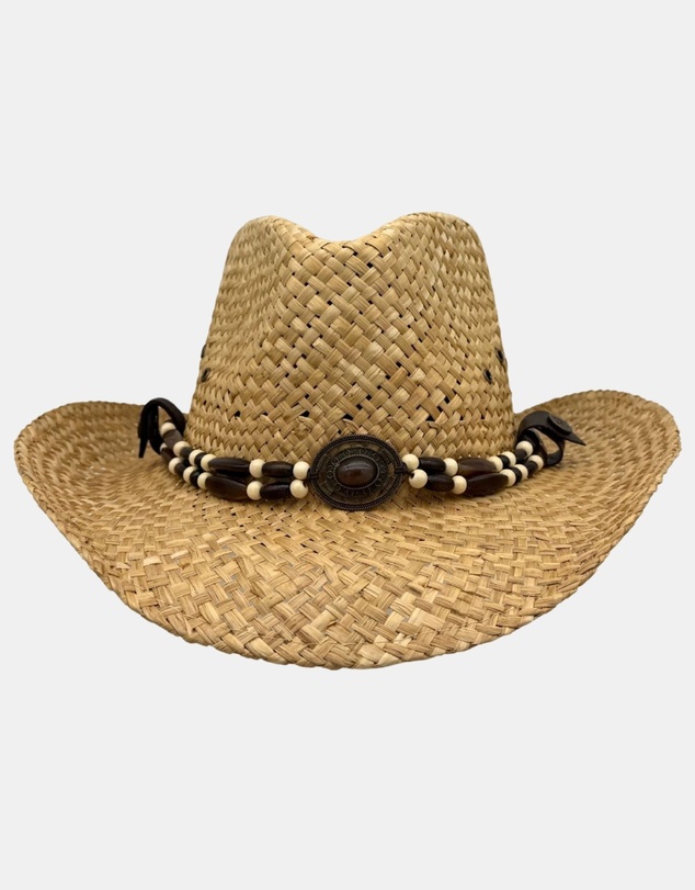 Jacaru - Jacaru 1818C Straw Cowboy Hat with Inca beads
