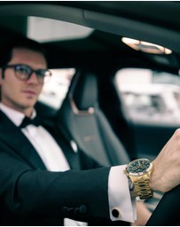 Maxum - Lansdowne Multifunction Chrono Gold Tone Case & Bracelet With Black Dial