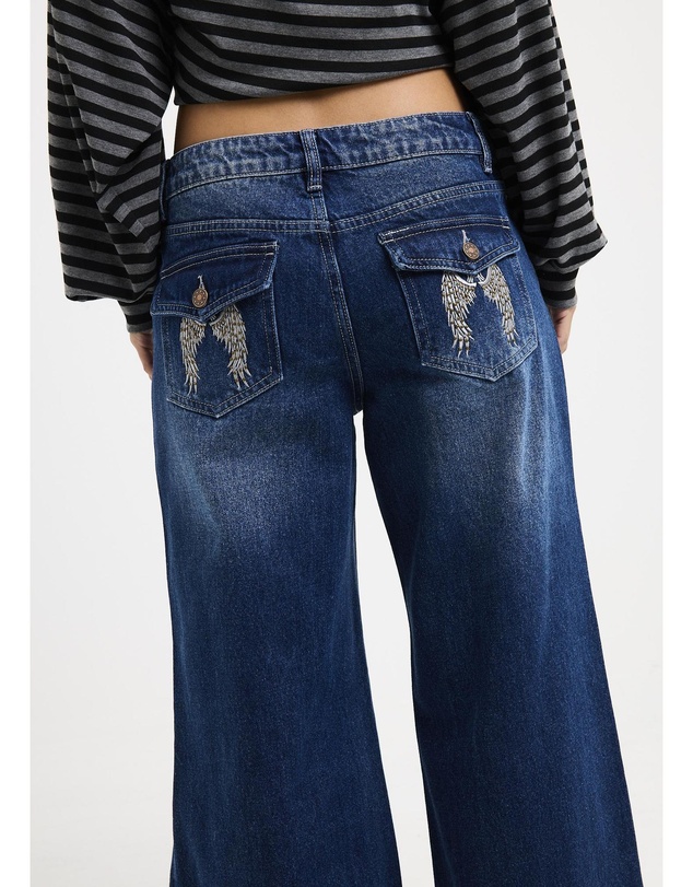 Neon Hart - Cindy Low Wide Denim Jeans