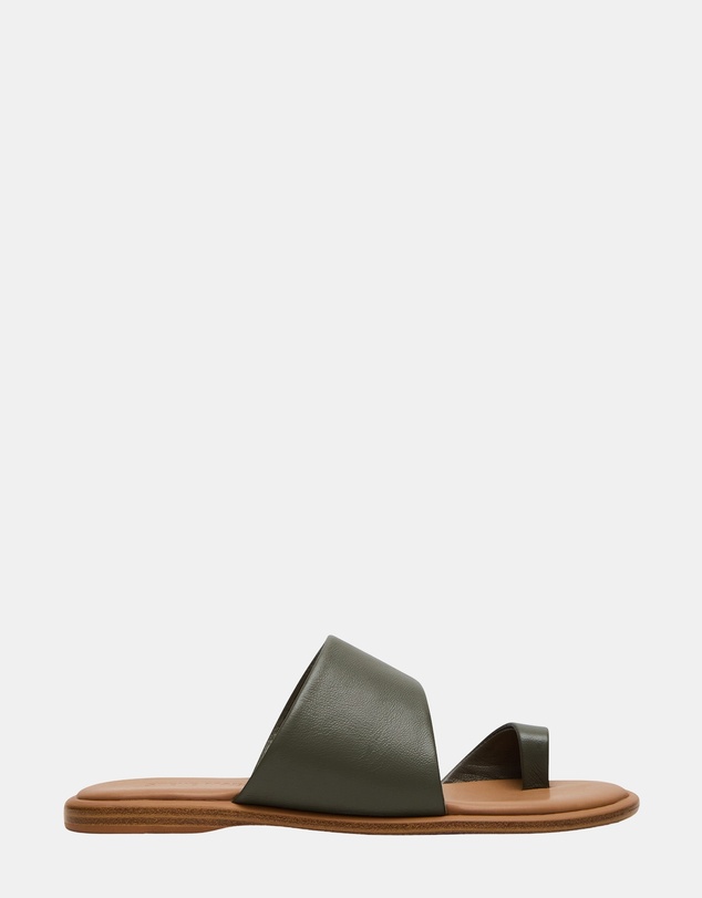 Steve Madden - Zani Olive Leather Sandals