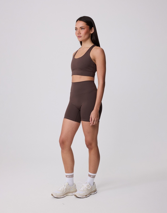 Upstate - Contour+ Mesh Back Crop - Ground Coffee