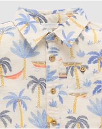 Purebaby - Palm Tree Linen Blend Shirt -Kids-Babies