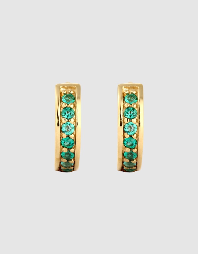 Elli Jewelry - Emerald Hoop Earrings in Gold-Plated 925 Silver