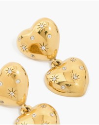 Lovisa - Waterproof Gold Plated Stainless Steel Double Chunky Heart Earrings