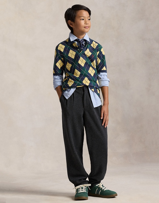 Polo Ralph Lauren - Argyle Print Cotton Mesh Polo Shirt - Teens
