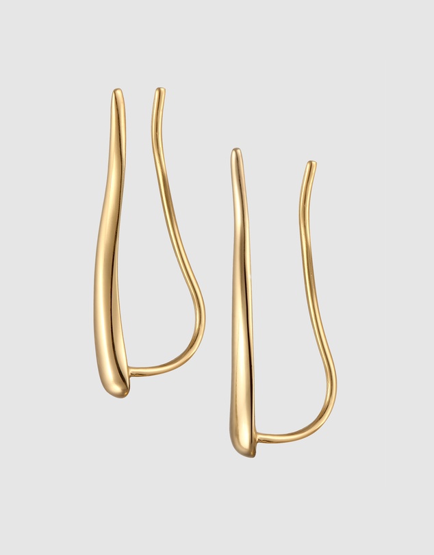 Elli Jewelry - Teardrop Ear Climber Earrings in Gold-Plated 925 Silver