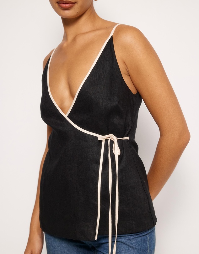 AERE - Linen Wrap Top