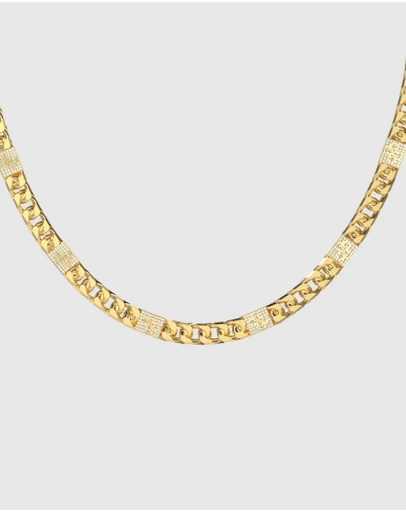 GUESS - Gold-Tone 4G Curb Chain Pave Necklace