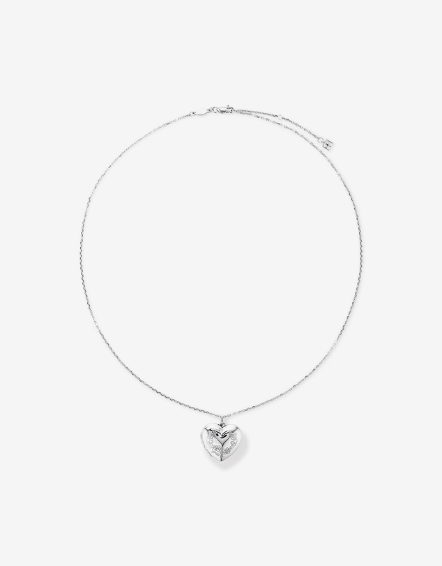 Michael Hill - Floral Love Heart Locket Necklace in Sterling Silver