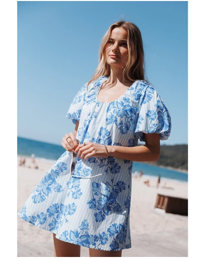 Petal & Pup - Bertine Mini Dress - Paisley Blue Stripe