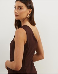 Atmos&Here - Oralie One Shoulder Linen Blend Midi Dress