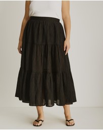 Atmos&Here Curvy - Clara Plisse Tiered Maxi Skirt