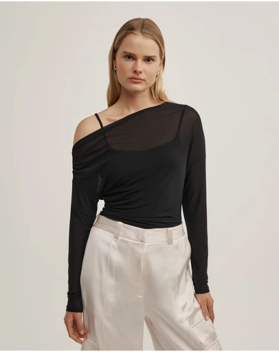 Witchery - Layered Mesh Long-sleeve Top