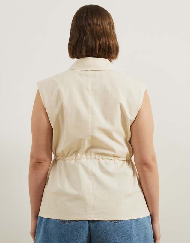 Atmos&Here Curvy - Charlotte Sleeveless Longline Linen Top