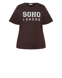 City Chic - Plus size Curved Hem Soho Cotton Tee - chocolate