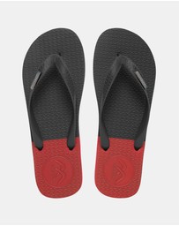 Boomerangz Footwear - Men's Black/Grey/Red Thongs with arch support and 2 x interchangeable straps