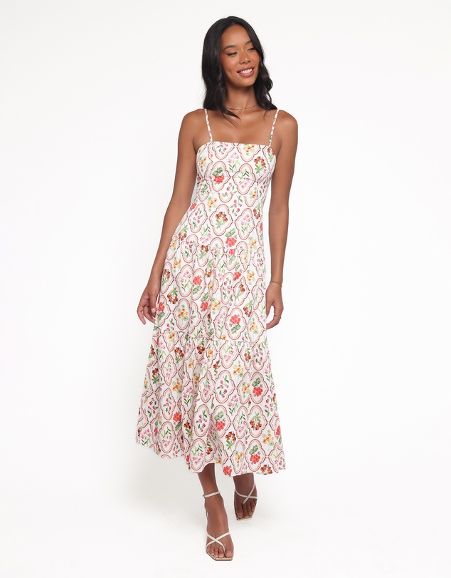 Petal & Pup - Botanique Midi Dress - Coral Wildflower