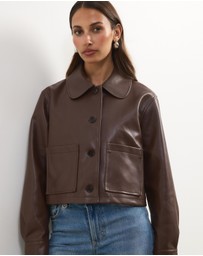 Atmos&Here - Annalise Leather Look Cropped Shacket