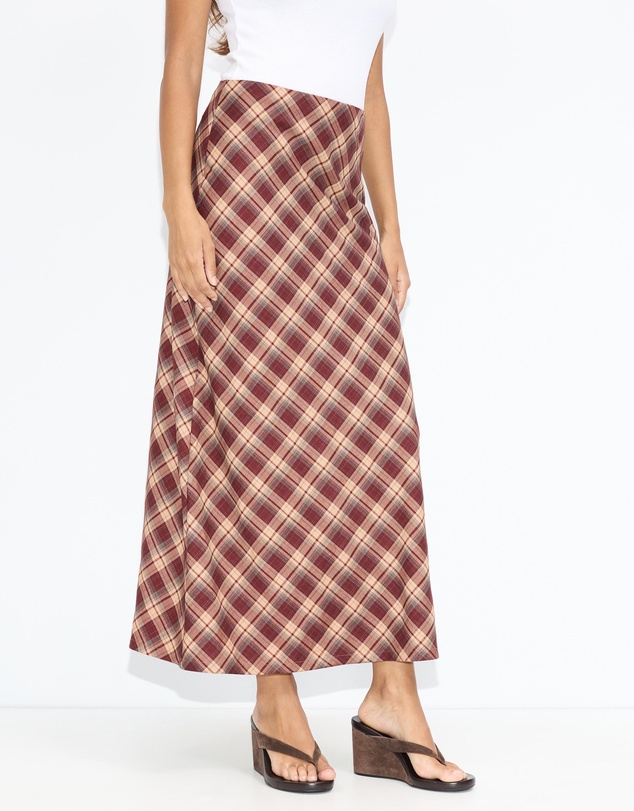 Dazie - Bronte Bias Cut Check Maxi Skirt