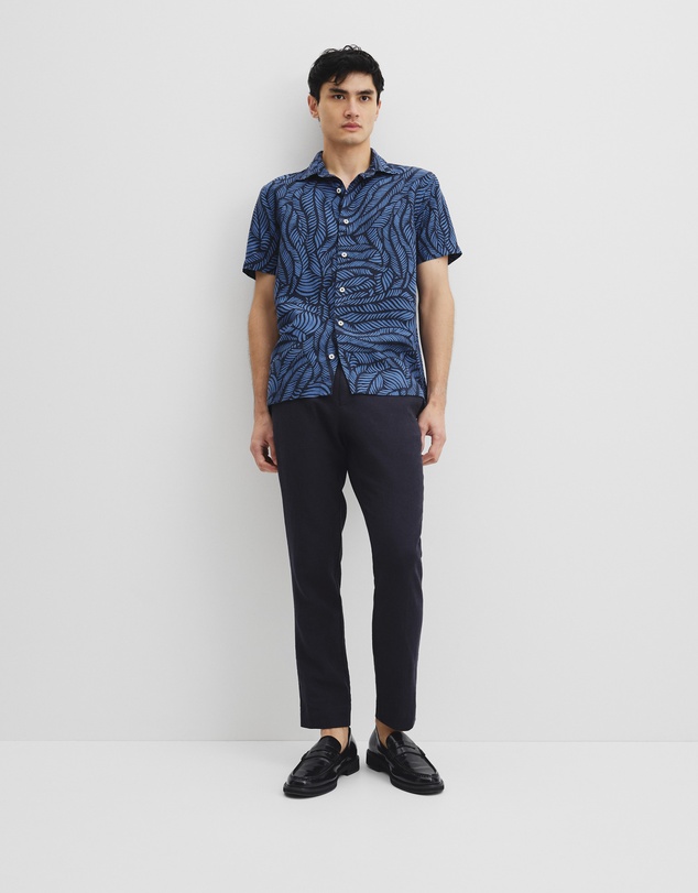 Country Road - Short Sleeve Leaf Linen Shirt