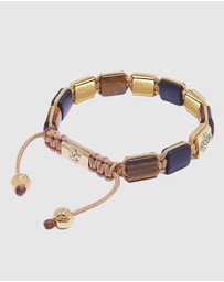 Nialaya Jewellery - Dorje Flatbead Collection - Matte Onyx and Brown Tiger Eye