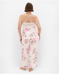 City Chic - Plus size Arcadia Cami Pant Set - pink