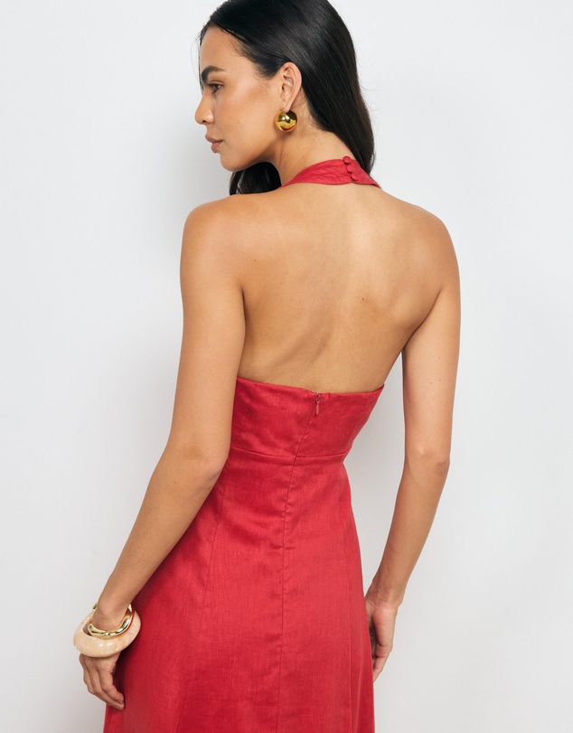AERE - Lacey Halter Linen Dress