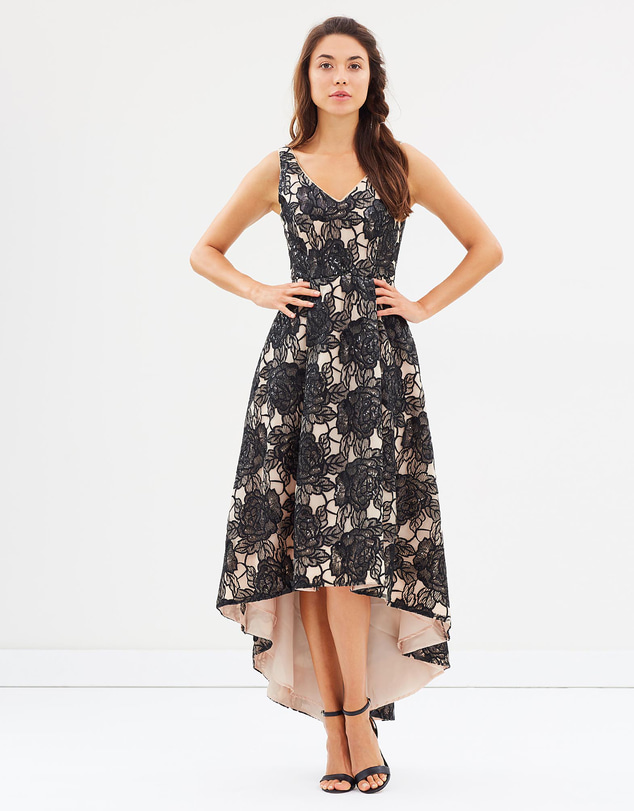 Montique - Brea Embroidered Mesh Cocktail Dress