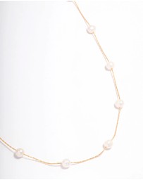 Lovisa - Gold Plated Freshwater Pearl Dotted Fine Short Necklace