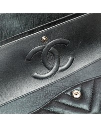 Pre-Loved by Azura Reborn - Pre-Loved Medium Classic Chevron Caviar Double Flap