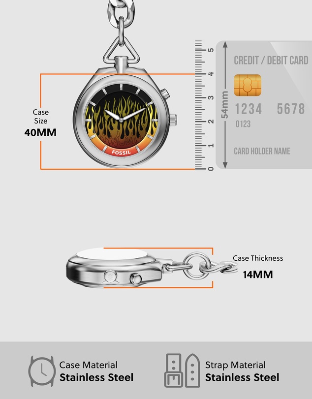 Fossil - Archival Big Tic Silver Tone Analogue-Digital Watch