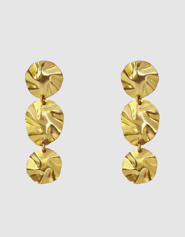 Meshca - Three Tier Beaten Earrings
