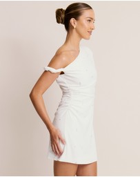 Six Stories - Pearl Trim Asymmetric Bardot Mini Dress