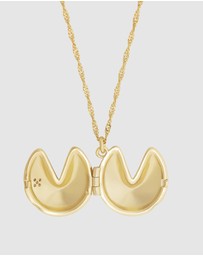 Wanderlust + Co - Fortune Cookie Gold Locket Necklace