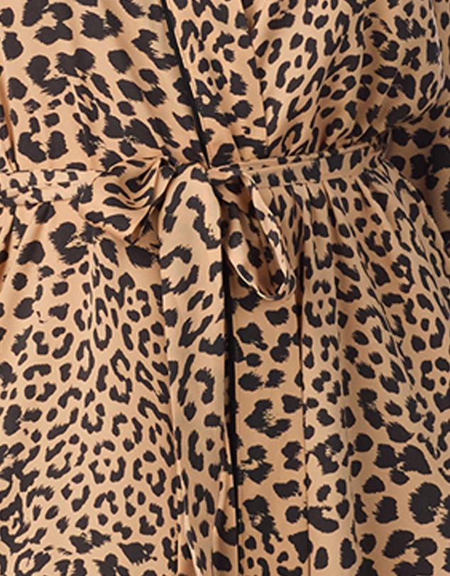 DKNY - Animal Print Short Satin Lingerie Robe