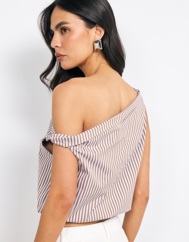 AERE - Thea Off Shoulder Stripe Cotton Top