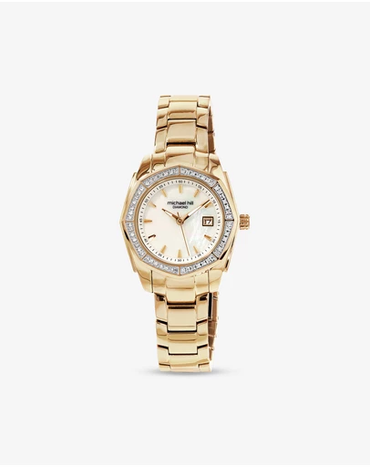 Michael Hill - Ladies Mother of Pearl Watch with 0.28 Carat TW of Diamonds in Gold Tone Stainless Steel