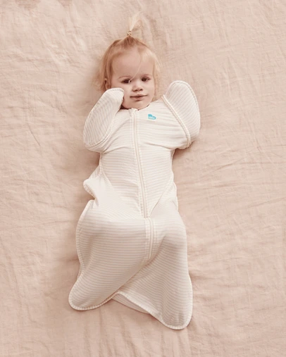 Love to Dream - Swaddle Up™ Transition Bag 0.2 TOG Stretch Cotton Breton Stripe Tan