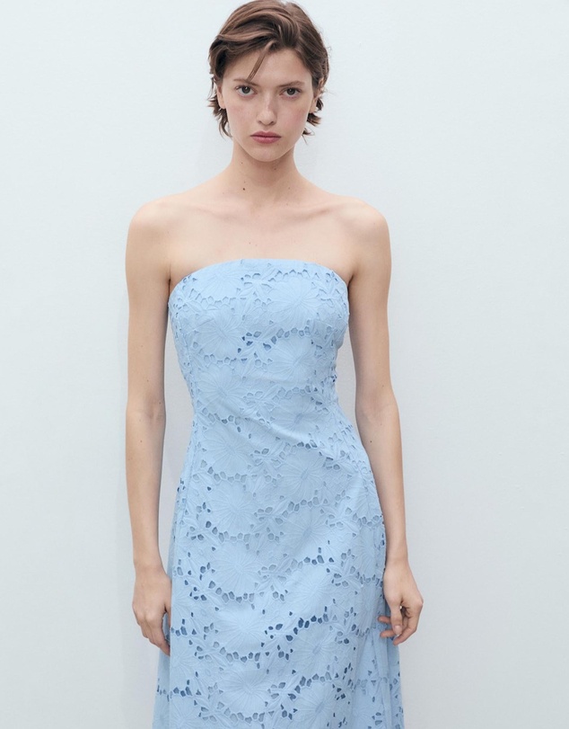 M.N.G - Sky Embroidered Strapless Dress