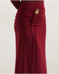 Atmos&Here - Valentia Belted Mesh Maxi Skirt