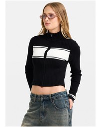 Insight - Uma Stripe Zip Through Knit Top