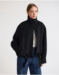 Oxford - Emma Wool Blend Funnel Trim Jacket
