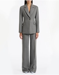 Carla Zampatti - Grey Melange Wool Suiting Scarf Jacket